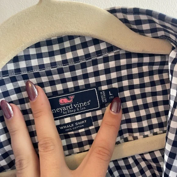 Vineyard Vines Checkered Plaid Whale Button-Down Shirt - Picture 4 of 5